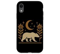 Diseño gráfico de naturaleza rústica de oso y luna Carcasa para iPhone XR