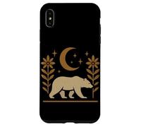 Diseño gráfico de naturaleza rústica de oso y luna Carcasa para iPhone XS Max