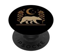 Diseño gráfico de naturaleza rústica de oso y luna PopSockets PopGrip Adhesivo