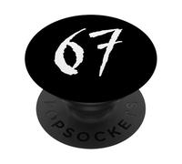 Diseño gráfico de números Desgastados Estilo Terror 67 PopSockets PopGrip Adhesivo