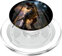 Diseño gráfico Realista de Dinosaurio T-Rex rugiendo por la Noche PopSockets PopGrip para MagSafe