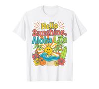 Diseño Hello Aloha Life Tropical Sunshine Hawaii Beach Vibes Camiseta