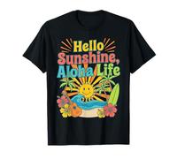 Diseño Hello Aloha Life Tropical Sunshine Hawaii Beach Vibes Camiseta