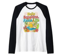 Diseño Hello Aloha Life Tropical Sunshine Hawaii Beach Vibes Camiseta Manga Raglan