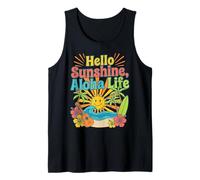 Diseño Hello Aloha Life Tropical Sunshine Hawaii Beach Vibes Camiseta sin Mangas