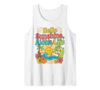 Diseño Hello Aloha Life Tropical Sunshine Hawaii Beach Vibes Camiseta sin Mangas