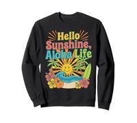 Diseño Hello Aloha Life Tropical Sunshine Hawaii Beach Vibes Sudadera