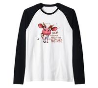 Diseño humorístico de Vaca Que Mantiene tu desorden lejos Camiseta Manga Raglan