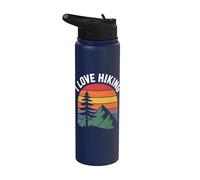 Diseño I Love Hiking Mountain Sunset Stainless Steel Insulated Water Bottle