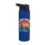 Diseño I Love Hiking Mountain Sunset Stainless Steel Insulated Water Bottle