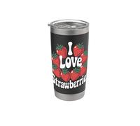 Diseño I Love Strawberries Berry Fruit Vaso térmico de acero inoxidable de doble pared