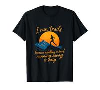 Diseño I Run Trails Because Adulting Is Hard Sunset Camiseta