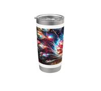 Diseño inspirado en fractales de pavo real celestial Vaso térmico de acero inoxidable de doble pared