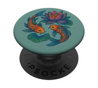 Diseño Inspirado en la Naturaleza Zen pacífica con Flores de Loto y koi PopSockets PopGrip Adhesivo