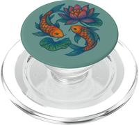 Diseño Inspirado en la Naturaleza Zen pacífica con Flores de Loto y koi PopSockets PopGrip para MagSafe