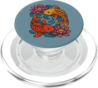 Diseño Inspirado en la Naturaleza Zen pacífica con Flores de Loto y koi PopSockets PopGrip para MagSafe