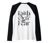 Diseño Inspirador Cristiano de alas de Paloma de Faith Over Fear Camiseta Manga Raglan