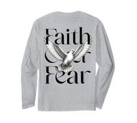 Diseño Inspirador Cristiano de alas de Paloma de Faith Over Fear Manga Larga