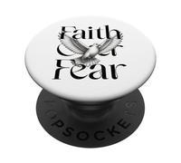 Diseño Inspirador Cristiano de alas de Paloma de Faith Over Fear PopSockets PopGrip Adhesivo