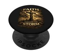 Diseño Inspirador Cristiano de fe a través de la tormenta PopSockets PopGrip Adhesivo
