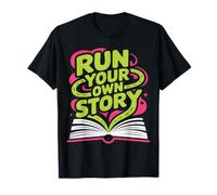 Diseño Inspirador de Libro Abierto Run Your Own Story Camiseta