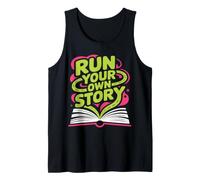 Diseño Inspirador de Libro Abierto Run Your Own Story Camiseta sin Mangas