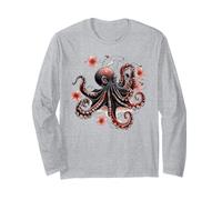 Diseño intrincado de Pulpo Floral de Vida Marina Manga Larga