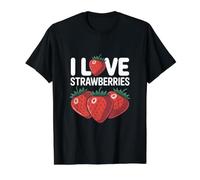 Diseño jugoso y Atrevido I Love Strawberries Camiseta gráfica económica, Hombre, Negro, S