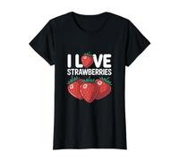 Diseño jugoso y Atrevido I Love Strawberries Camiseta gráfica económica, Mujer, Negro, M