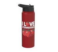 Diseño jugoso y atrevido I Love Strawberries Stainless Steel Insulated Water Bottle