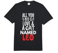 Diseño Leo con Nombre de Gato: ¡Todo lo Que Necesitas es Amor! Comfort Colors Adult Heavyweight T-Shirt