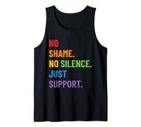 Diseño LGBTQ Ally Pride - No Shame No Silence Just Support Camiseta sin Mangas