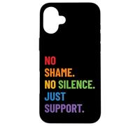Diseño LGBTQ Ally Pride - No Shame No Silence Just Support Carcasa para iPhone 16 Plus