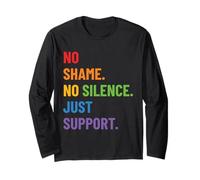 Diseño LGBTQ Ally Pride - No Shame No Silence Just Support Manga Larga