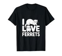 Diseño Lindo para Amantes de Las Mascotas I Love Ferrets Camiseta gráfica económica, Hombre, Negro, XL