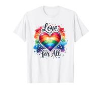 Diseño Love Is For All Rainbow Heart LGBTQ+ Pride Camiseta