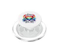 Diseño Love Is For All Rainbow Heart LGBTQ+ Pride PopSockets PopGrip para MagSafe