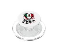 Diseño Mexicano con Bandera en Forma de corazón para Viajes de Vacaciones con el Lema «Me Encanta México PopSockets PopGrip para MagSafe