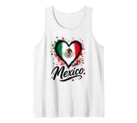 Diseño Mexicano con Bandera en Forma de corazón para Viajes de Vacaciones con el Lema «Me Encanta México Camiseta sin Mangas
