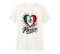 Diseño Mexicano con Bandera en Forma de corazón para Viajes de Vacaciones con el Lema «Me Encanta México Camiseta Premium