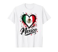 Diseño Mexicano con Bandera en Forma de corazón para Viajes de Vacaciones con el Lema «Me Encanta México Camiseta