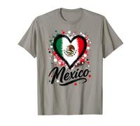 Diseño Mexicano con Bandera en Forma de corazón para Viajes de Vacaciones con el Lema «Me Encanta México Camiseta