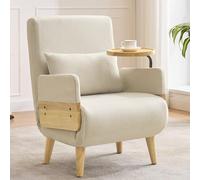 Diseño moderno: sillón convertible 3 en 1 con función de dormir, con bandeja de madera, sillón plegable acolchado, asiento tapizado, sillón lounge o cama individual, adecuado para salón, dormitorio