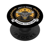 Diseño motivacional Grit and Grind Bull Power PopSockets PopGrip Adhesivo