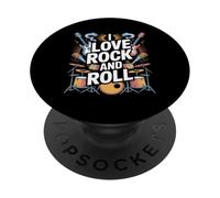 Diseño musical de banda I Love Rock And Roll PopSockets PopGrip Adhesivo