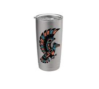 Diseño nativo americano Thunderbird volador del noroeste del Pacífico Vaso térmico de acero inoxidable de doble pared
