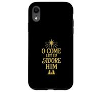 Diseño navideño Cristiano de O Come Let Us Adore Him Carcasa para iPhone XR