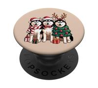 Diseño navideño para Amantes de los Perros Husky Christmas PopSockets PopGrip Adhesivo