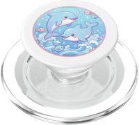 Diseño oceánico de Anime Super Cute Dolphins Friends PopSockets PopGrip para MagSafe