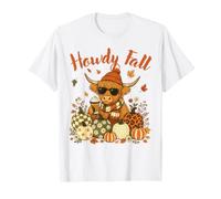 Diseño otoñal de Howdy Fall Highland Cow Pumpkin Coffee Camiseta